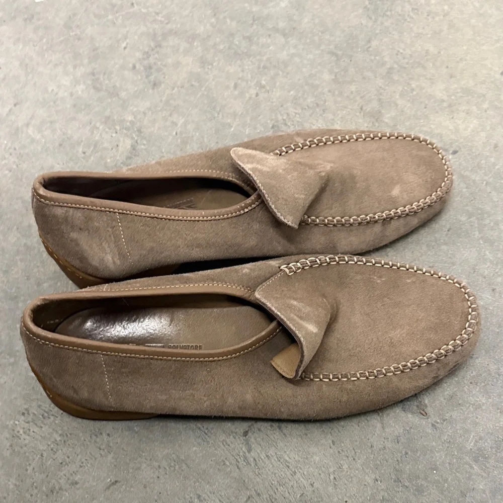 Salvatore Ferragamo Taupe Suede Loafers